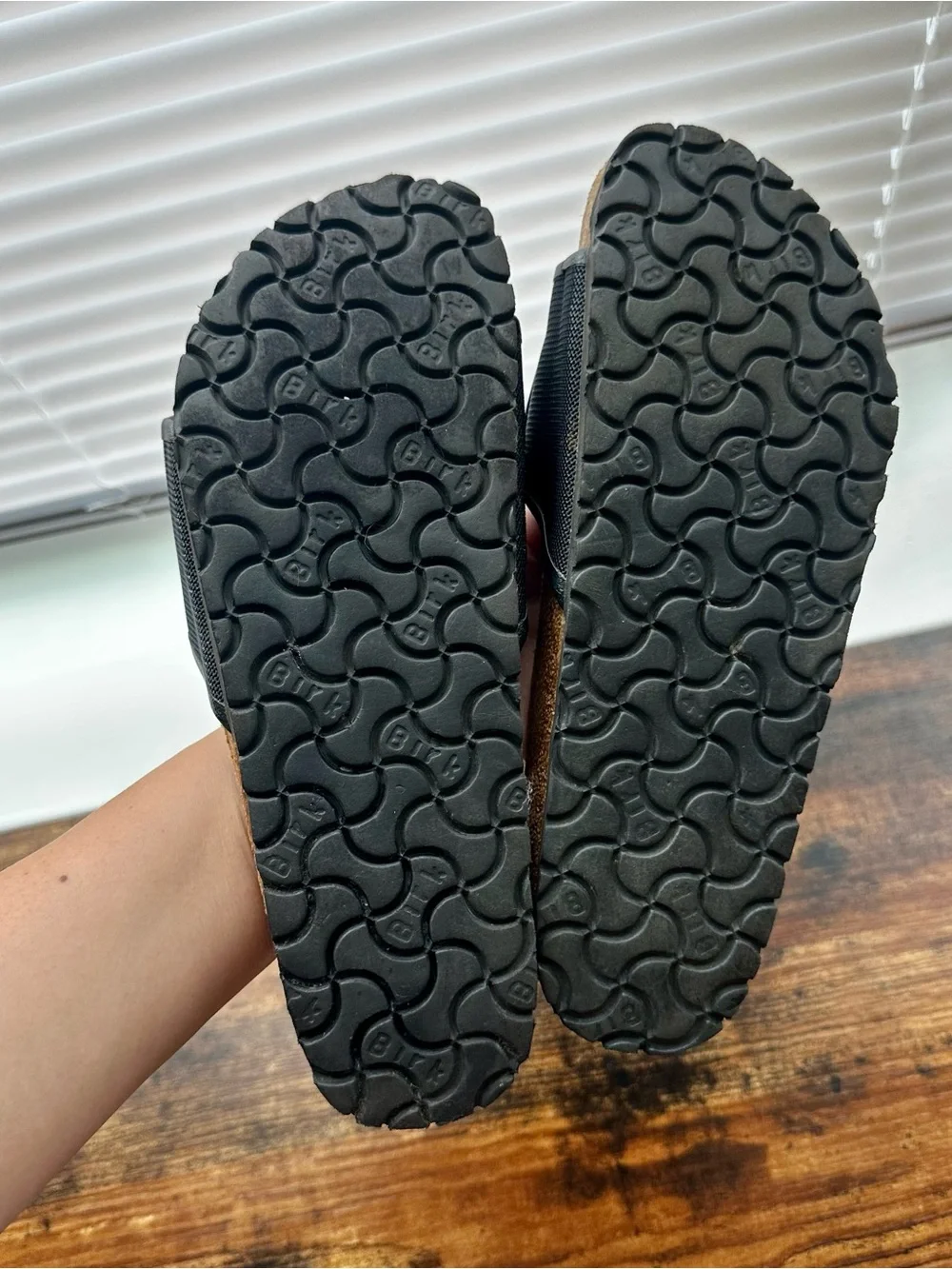 Birkenstock Tema Black Slide Sandals with Embossed Strap